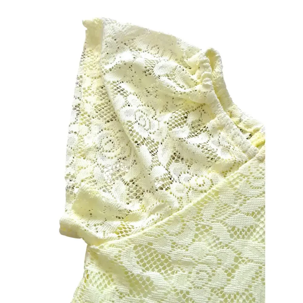 RMLA Girl’s Size 10 Yellow Lace & Dark Floral Short Set NWOT